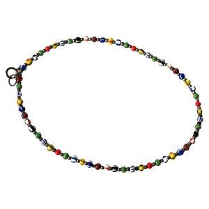 Vintage Multicolor Glass Seed Beaded Ankle Wrist Bracelet 3.5" Retro